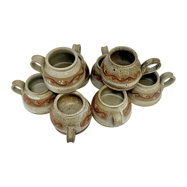 Late 20th Century Joy Imai California Studio Pottery Stoneware Mugs, Set of 8 For Sale In San Francisco - Image 6 of 12