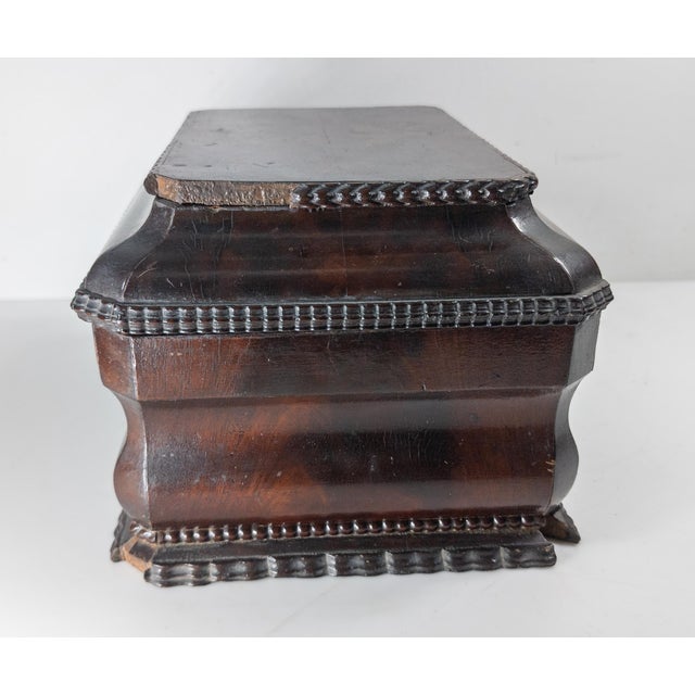 19th Century English Regency Sarcophagus Form Tea Caddy Box With Mahogany Veneer For Sale In New York - Image 6 of 18