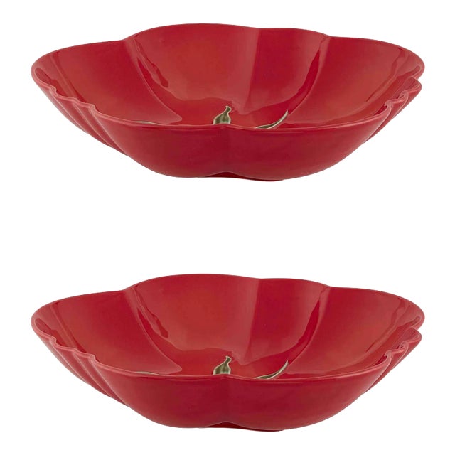 Bordallo Pinheiro Tomato Pasta Bowls, 101 oz, Set of 2 For Sale