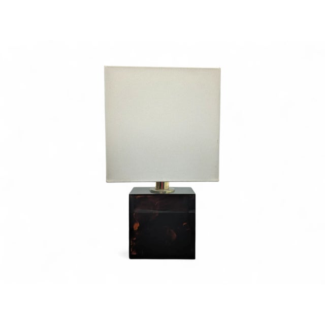 Textile Modern Table Lamp with Resin Base, 1980s For Sale - Image 7 of 7