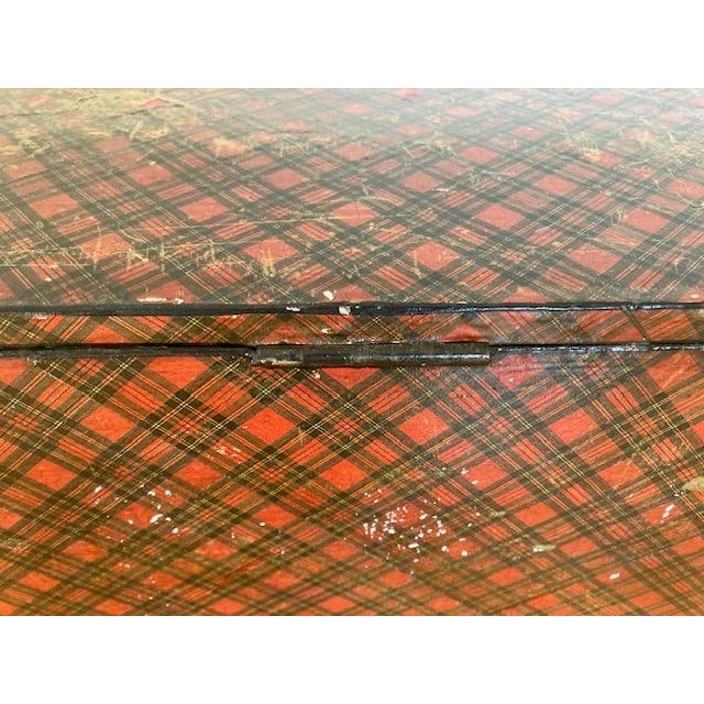 Red 19th C. Antique Scottish Tartanware Trunk For Sale - Image 8 of 11