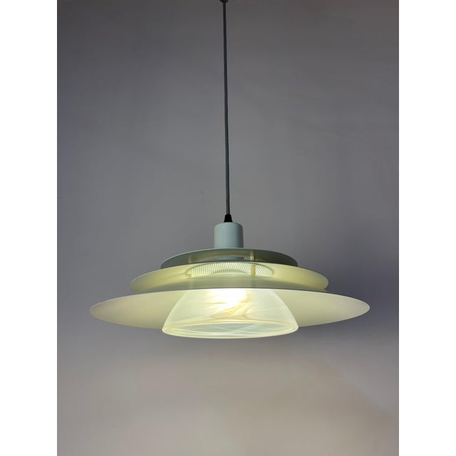 White Louvered Lamp with Marbled Glass from Jeka For Sale - Image 11 of 11