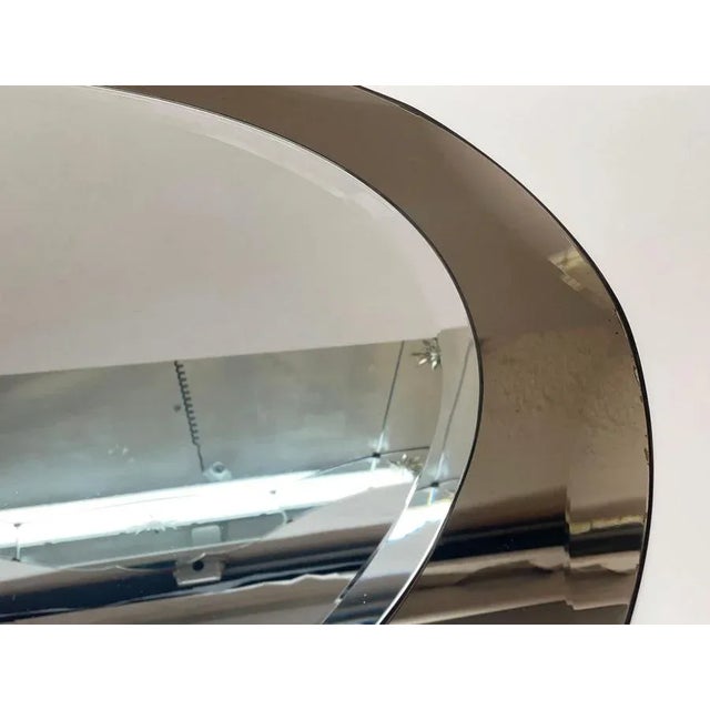 Mid-Century Italian Oval Mirror with Bronzed Graven Frame from Cristal Arte, 1960s For Sale - Image 11 of 16