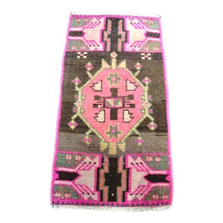 Vintage Hand Knotted Tribal Pink Rug For Sale