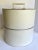 Hollywood Regency White Leatherette Handled Hat Box For Sale - Image 11 of 11