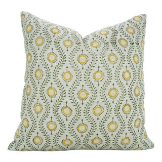 Fabdivine Boho Style Block Printed Pillow Cover 22x22 Inch Thick Linen For Sale