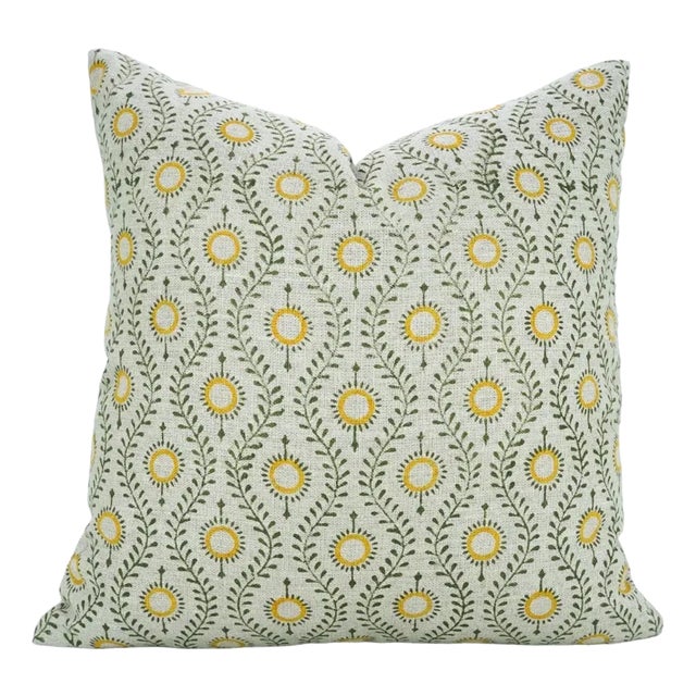 Fabdivine Boho Style Block Printed Pillow Cover 22x22 Inch Thick Linen For Sale