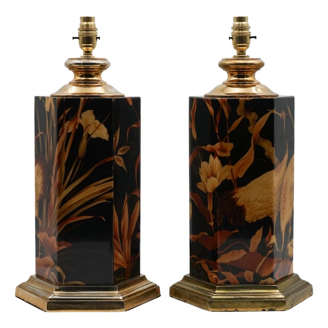 Hollywood Regency French Chinoiserie Tables Lamps from Maison Le Dauphin, 1970s, Set of 2 For Sale