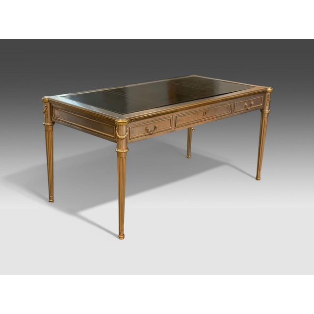 John Vesey, Hollywood Regency, Louis XVI Style, Steel, Bronze, Rare Bureau Plat Writing Desk, USA, 1960s A Hollywood...