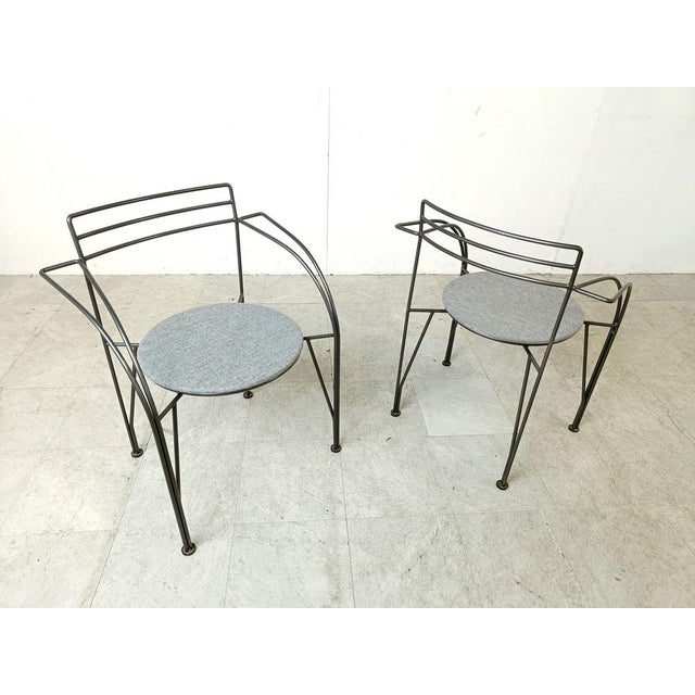 Postmodern Vintage Italian Dining Chairs with Armrests, 1980s, Set of 6 For Sale - Image 3 of 10