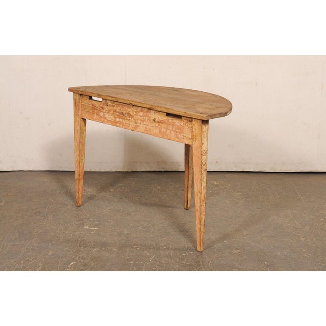 Early 20th Century Swedish Scraped Wood Demi-Lune Table For Sale - Image 9 of 11