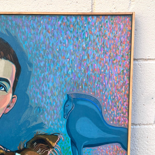 Textile Portrait of a Man and "Mr. Chips" by Noted Illustrator Richard Ellescas For Sale - Image 7 of 7