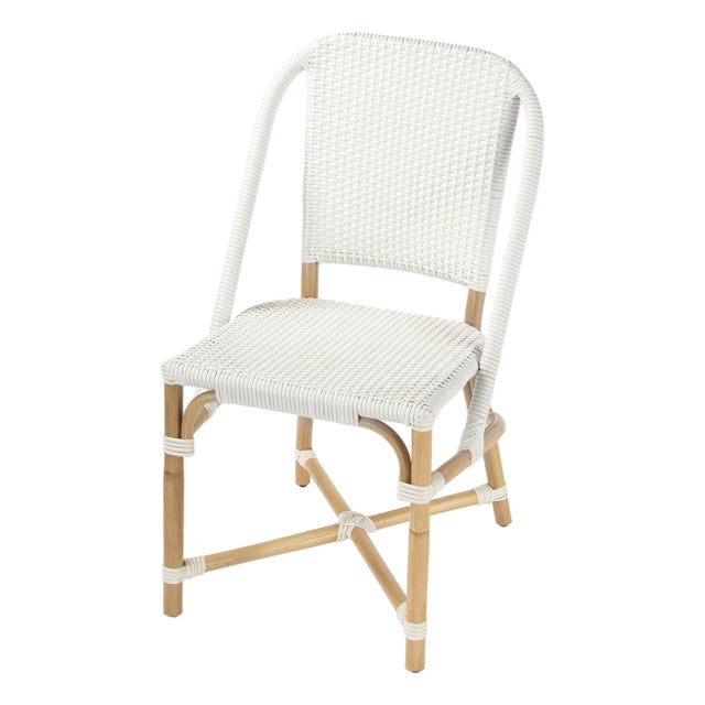 Tenor 18.5 in. Seat Height Rattan Side Dining Chair with Back, Smooth White For Sale