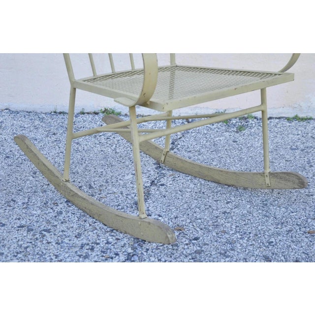 Mid Century Modern Wrought Iron Rocking Chair After Salterini and Arthur Umanoff For Sale - Image 9 of 10