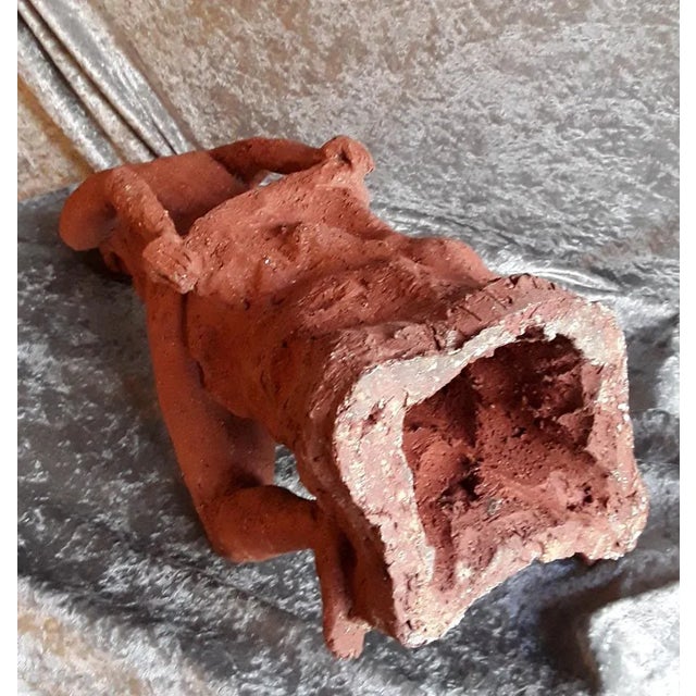 Ceramic Vintage Seated Female Nude Sculpture in Red-Brown Terracotta, 1992 For Sale - Image 7 of 9