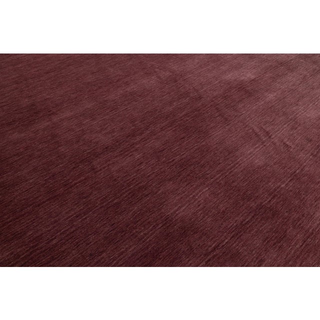 Apadana's Modern Gabbeh Hand-Loom Wool Area Rug in Deep Plum 12x15 For Sale - Image 9 of 10