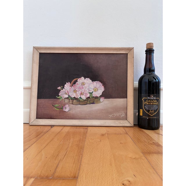 Vintage Original Flower Oil Painting, Floral Still Life Art For Sale - Image 11 of 13