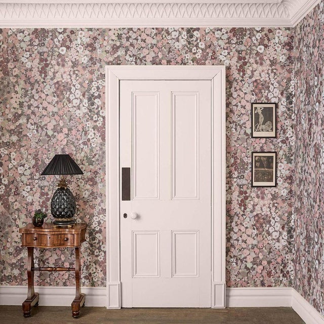 English HOLLYHOCKS Wallpaper - Earth Sample For Sale - Image 3 of 3