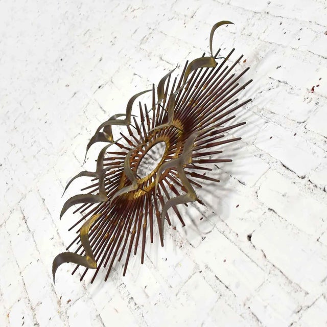 Mid 20th Century Wall Sculpture Torch Cut Brass Birds on Starburst Nail Style Silas Seandel or William Bowie For Sale - Image 6 of 13
