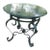Vintage Salterini Style Round End Table Green Metal Glass Top For Sale