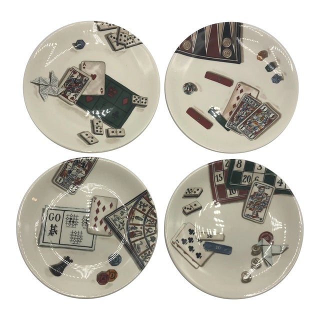 French Jeux Games Plates, Set of 4 For Sale
