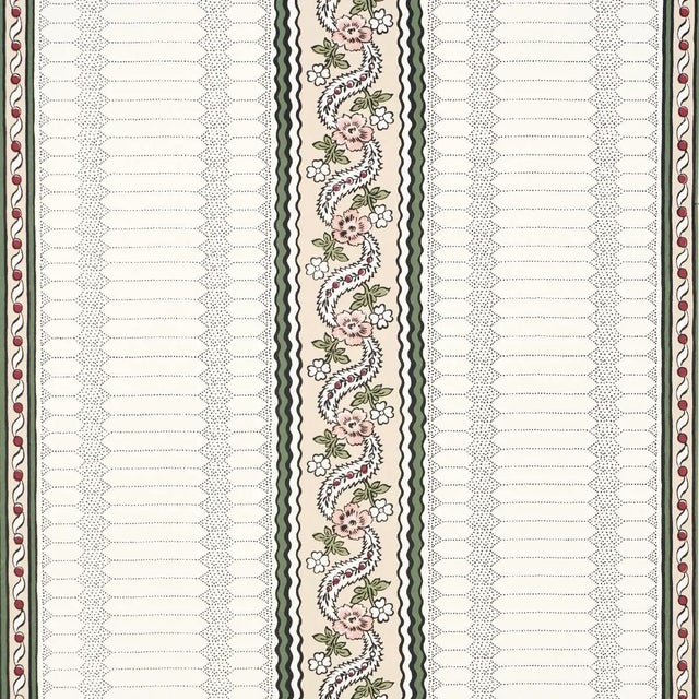 Schumacher X Rita Konig Serena Stripe Wallpaper In Rose For Sale