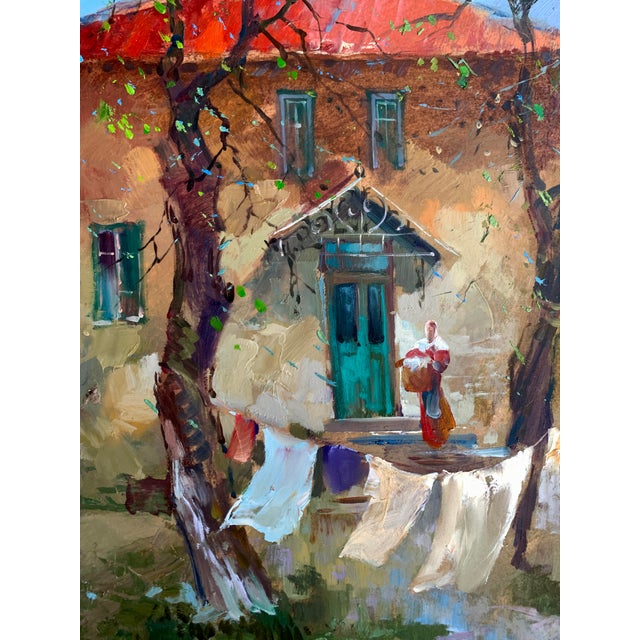 Oil Painting a Light Breeze in the Yard Yuriy Suprunchuk For Sale - Image 6 of 12