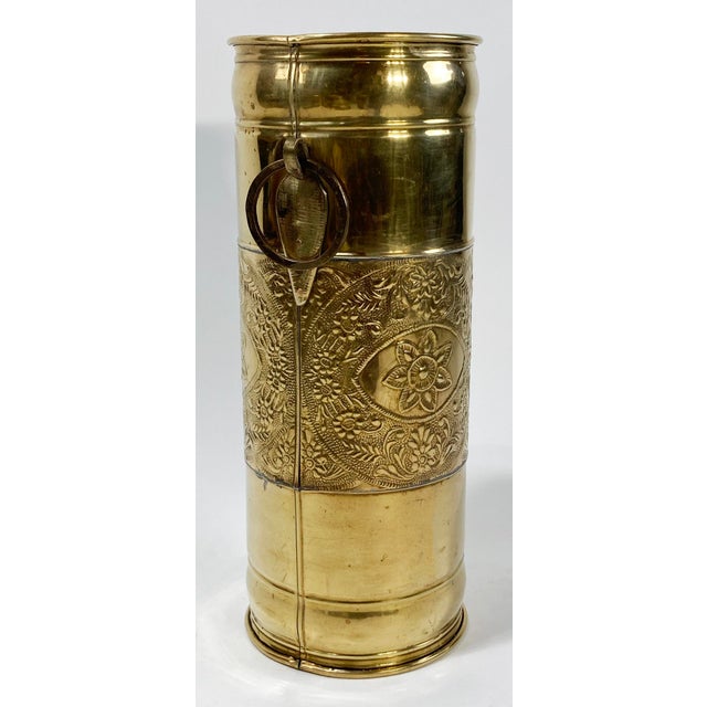 Vintage Brass Floral Motif Umbrella Stand For Sale - Image 4 of 8