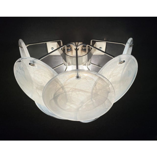 Pair of Glass Wall Sconces 10 Alabaster White Disks For Sale In Los Angeles - Image 6 of 11