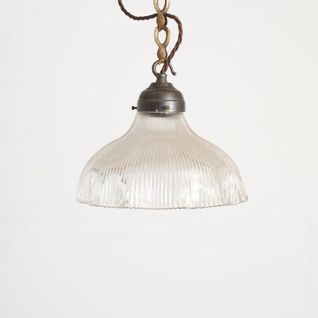 Gold Glass Pendant Light from Holophane, 1940s For Sale - Image 8 of 8