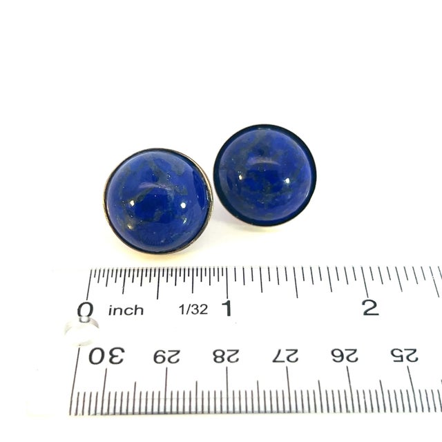 Natural Lapis Lazuli Cufflinks 14k Y Gold 40 CTW Certified, Pair For Sale - Image 9 of 13