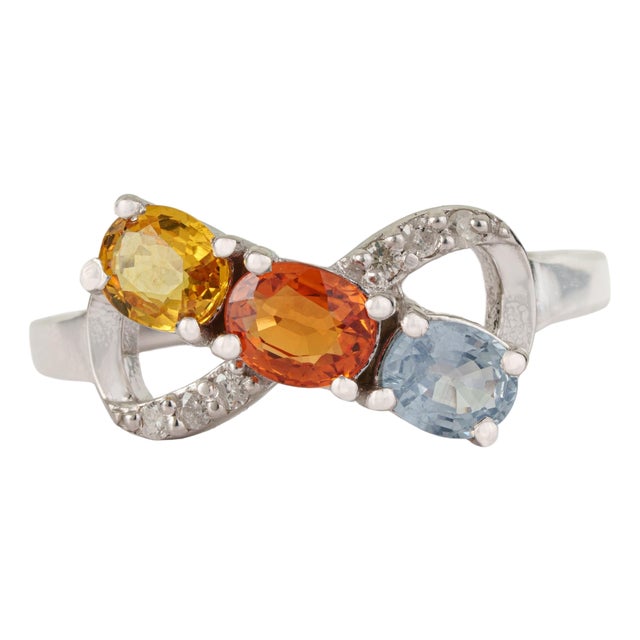 Carat&Her Infinity Bow Promise Ring With Multi Sapphire & Diamond Accents, Size 7 For Sale