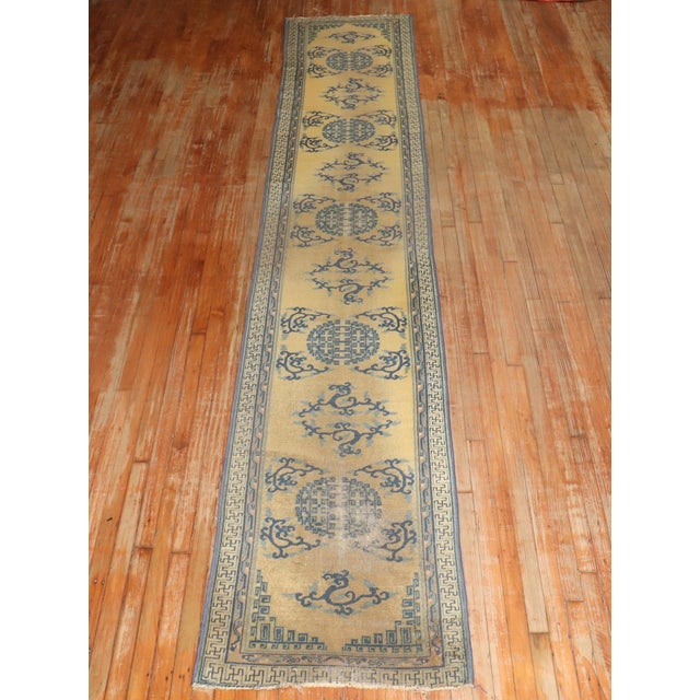 Chinoiserie 19th Century Long Antique Chinese Runner - 2'5" x 14'5" For Sale - Image 3 of 6