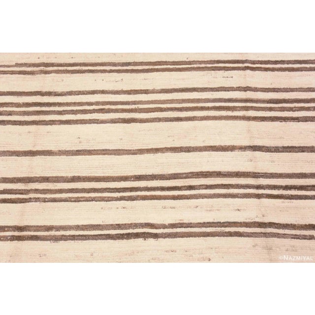 Modern Nazmiyal Collection Ivory Cream Brown Geometric Square Design Modern Area Rug For Sale - Image 3 of 6