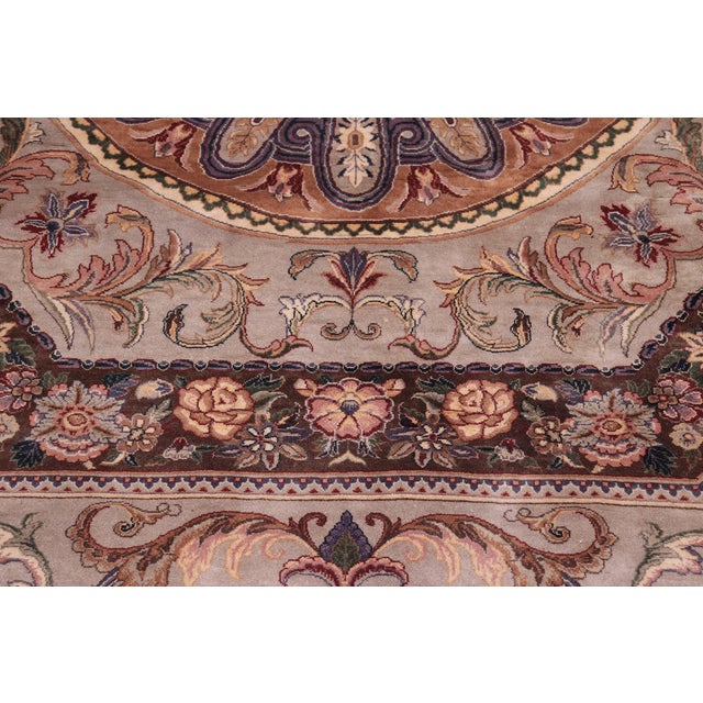 1990s Shabby Chic 1990's Medallion Pak-Persian Gray/Brown Wool Rug - 9'1'' X 11'7'' For Sale - Image 5 of 9