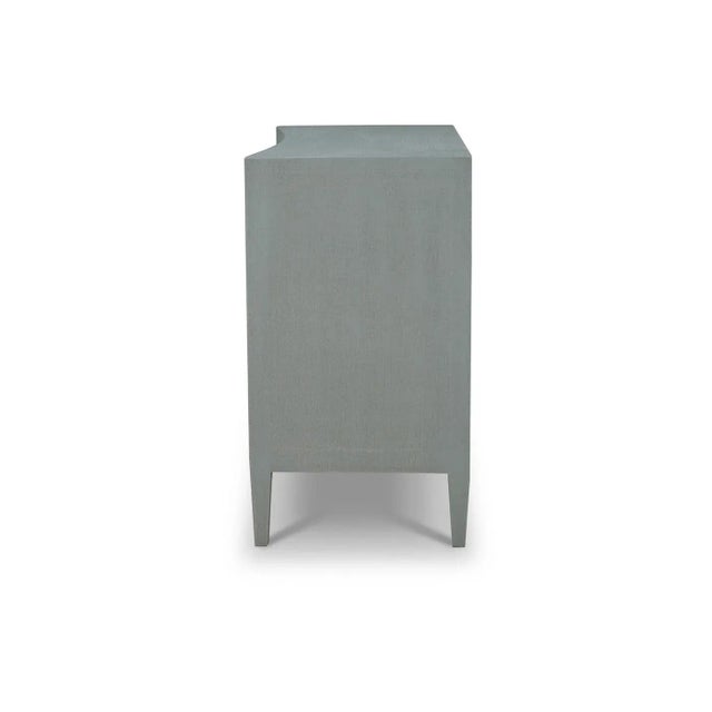 Wood Pale Blue Linen Wrapped Modern Chest of Drawers For Sale - Image 7 of 11