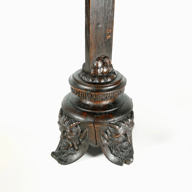Brown 19th Century Antique Neo Gothic Carved Wood Corpus Christ Crucifix Altar Piece, Devil Feet For Sale - Image 8 of 9