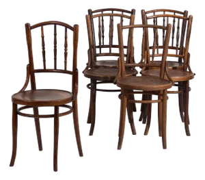 Vintage Parisian Cafe Style Chairs, 1920, Set of 6