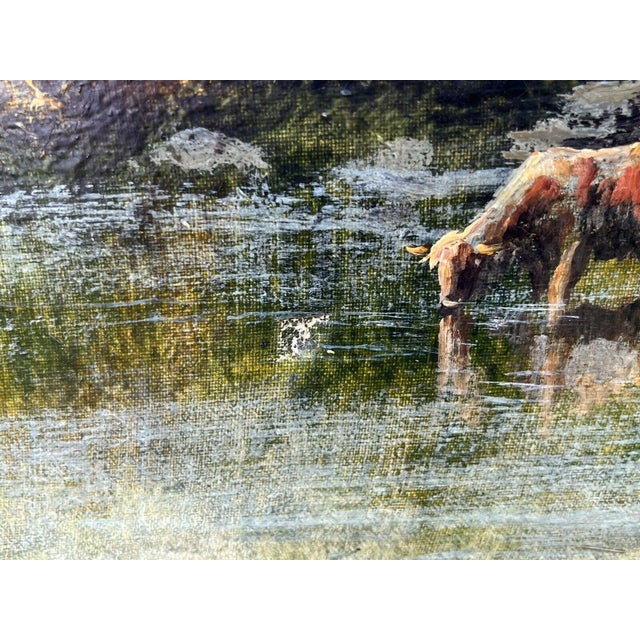 William Langley, Cattle Scene, 19th Century, Oil on Canvas, Framed For Sale - Image 8 of 12