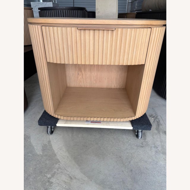 Restoration Hardware (RH) Byron Nightstand Set – Light Oak / Brass | Closed + Open Silhouettes | 32” Architectural Warmth...