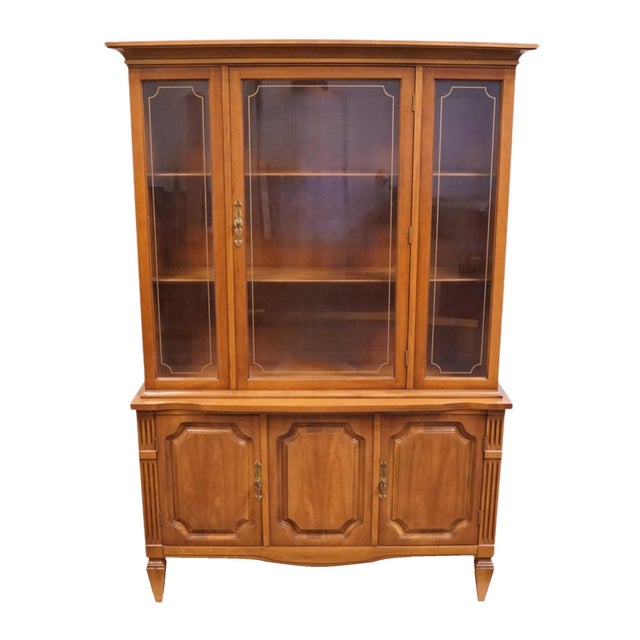 Italian High End Vintage Solid Cherry Italian Provincial 45" China Cabinet 1570-334 in Fruitwood Finish For Sale - Image 3 of 14