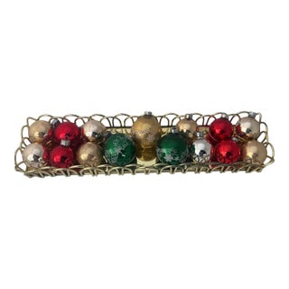 1950s Shiny Brite Christmas Ornaments With Mica Design- 15 Ornaments For Sale