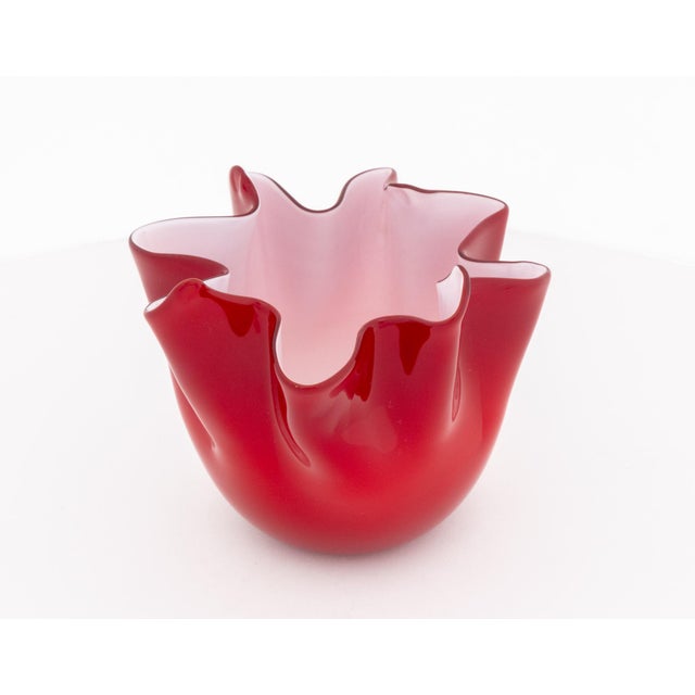 Mid-Century Modern Illums Bolighus Red Glass Handkerchief Vase For Sale - Image 3 of 9