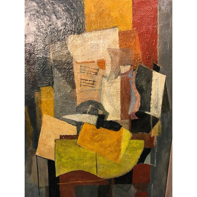 Textile Mid 20th Century Unknown Cubist Modern Painting For Sale - Image 7 of 10