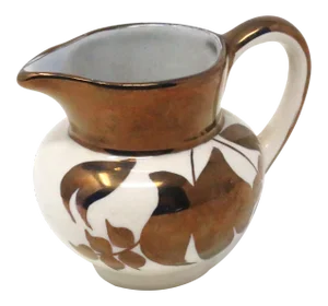 Vintage Hand-Painted Gilt Leaves Porcelain Creamer Pitcher by Lancaster & Sandland