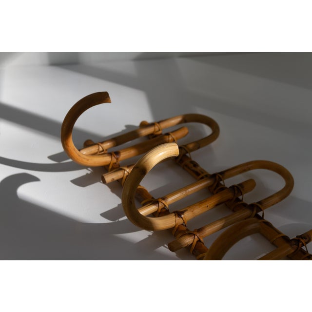 Tan Italian Bamboo and Rattan Coat Rack, 1950s For Sale - Image 8 of 15