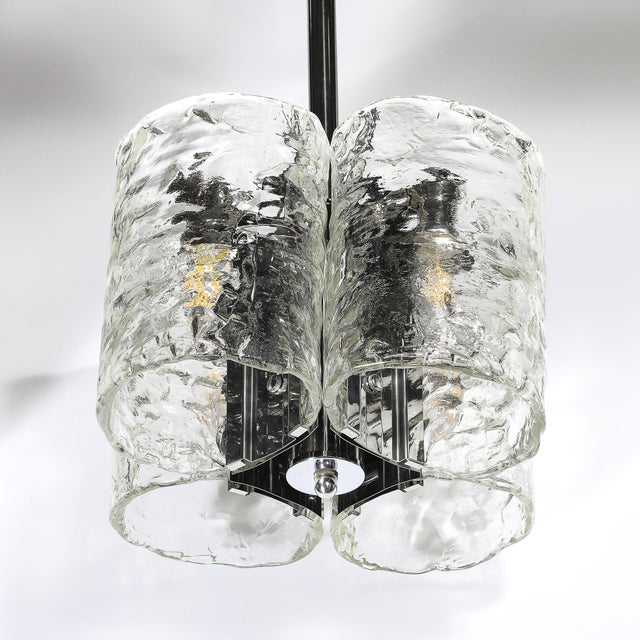 1970s Mid-Century Modern Hand-Blown Murano Mottled Glass & Nickel Chandelier by Mazzega For Sale - Image 10 of 18