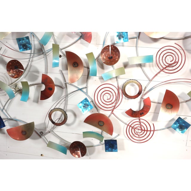 Metal Vintage Curtis Jere Style Circular Rings Sculpture Wall Hanging Brass Copper Metal Mid Century Modern Retro Style Artisan House Brutalist For Sale - Image 7 of 10