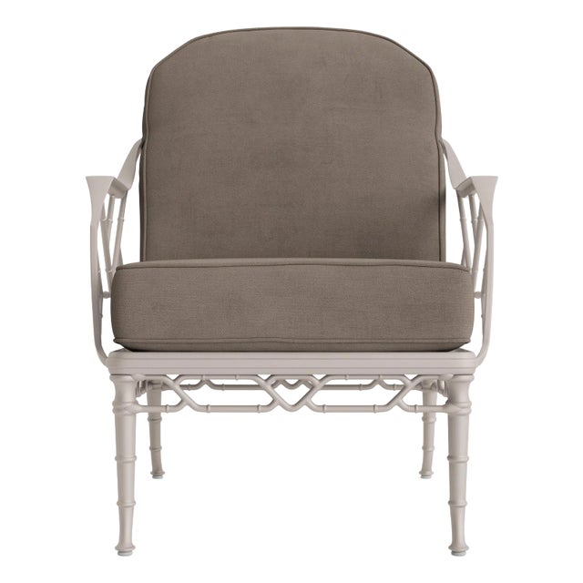 Brown Jordan Calcutta Lounge Chair, Dove frame with Fusion Taupe fabric For Sale