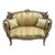 French Rococo Style Gold Tufted Sofa With Gold Details and Pillows For Sale